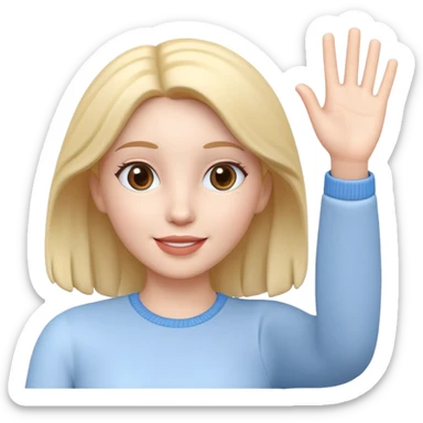 generate realistic detailed girl waving hi 3d style  sticker