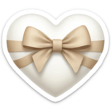 white heart with beige bow sticker