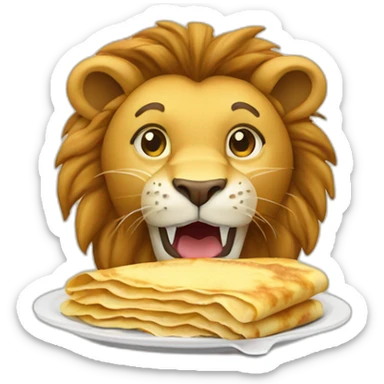 Lion qui mange une crêpe sticker