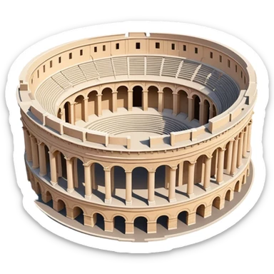 Realistic Pula Arena Landmark Emoji, featuring the grand Roman amphitheater with its large stone arches and well-preserved outer walls. sticker
