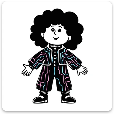 Cabbage Patch Kid as Tron character in 80's retro anime style with neon colors sticker