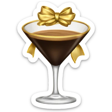 gold rimmed espresso martini glass with gold bow sticker