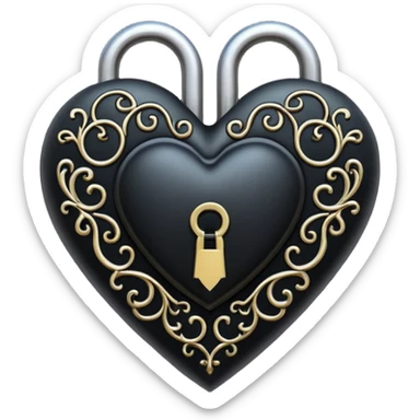 goth heart with a dark lock and key sticker