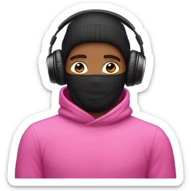 white guy in pink balaclava listening to music on headphones AirPods Max  sticker
