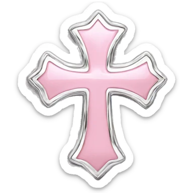 Light pink Chrome heart cross  sticker