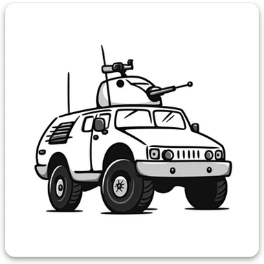 armored humvee military vehicle with roof-mounted turret sticker