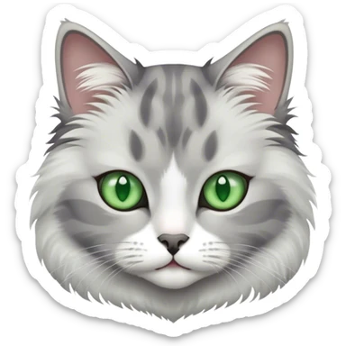 Cat grey and White with Green eyes sticker