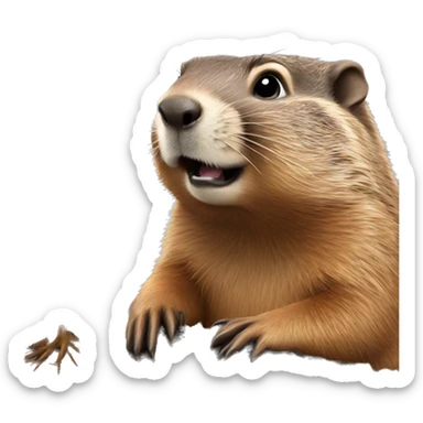 Groundhog Who studies the root sticker