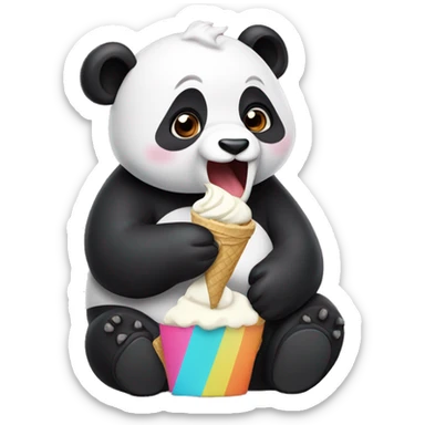 Panda eating ice cream sticker