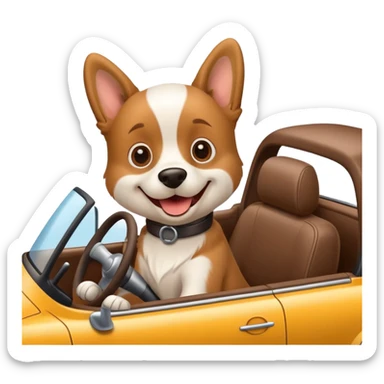 Dog driving a car sticker
