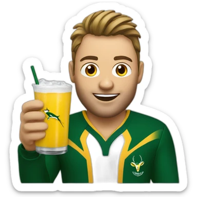 Springbok rugby supporter with drink sticker