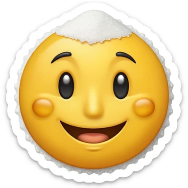 Happy face emoji with big nose in front of pile of granulated salt sticker