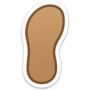Edit the image to depict a plain sandal bottom with minimal detail, viewed from the bottom and matching the angle of the reference image, in emoji style. sticker