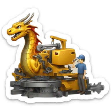 Dragon  Engineering machine  Draw a dragon by an engineering machine sticker