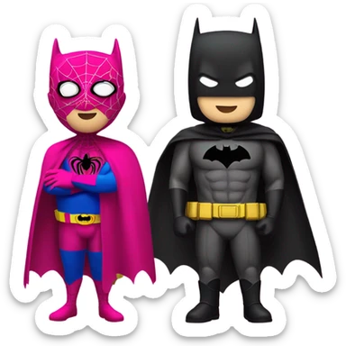 Batman and pink spiderman sticker