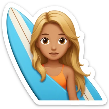 a surfer girl with surfborad sticker
