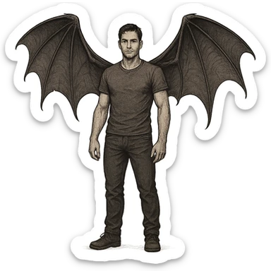man with bat wings sticker