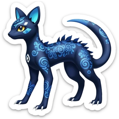 Nebulae Salandit-Meowstic-Umbreon-Fakémon-hybrid-creature (full body)  sticker