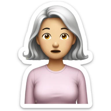 Worried, mother, Korean, Asian, sticker