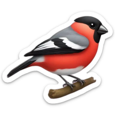 Bullfinch with flying hearts around  sticker