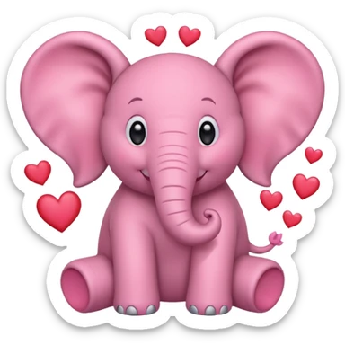 une éléphant rose amoureux avec des coeurs sticker