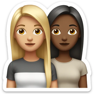 Two sisters with middle straight hair sticker