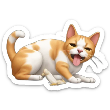 cat farting on dog's head sticker