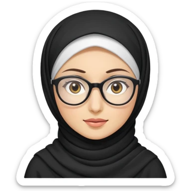 hijabi with fair skin and big glasses she has light eyes sticker