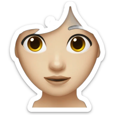 white women long black hair with bangs sticker