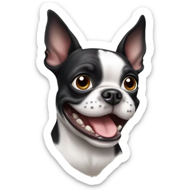 Smiling Boston Terrier dog sticker