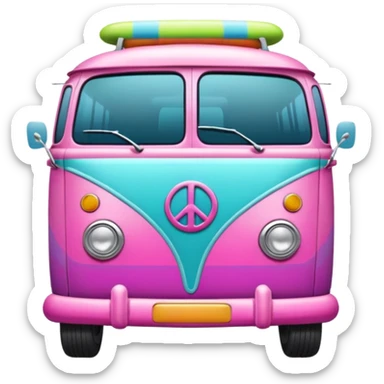 pink hippie van sticker