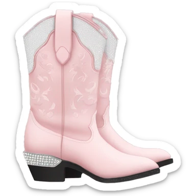 Light pink and white lined cowgirl boots with rhinestones  sticker