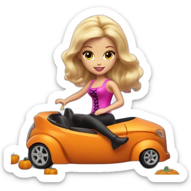 halloween barbie in a pumpkin car sticker