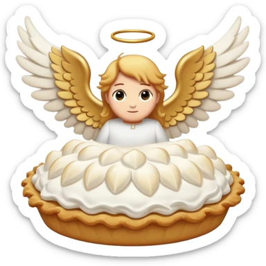 a cream pie flying with angel wings sticker