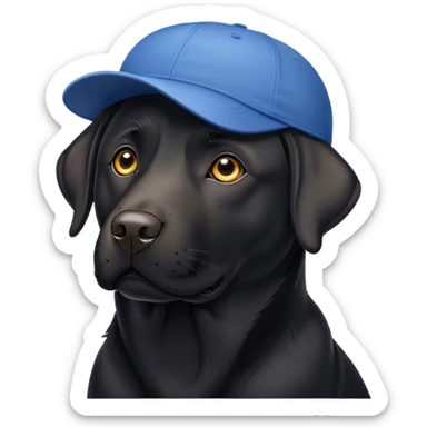 Black Labrador with a cap  sticker