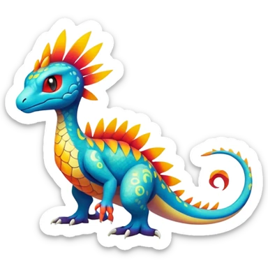 exotic tropical fantasy-creature-Fakémon-Pokémon, full body, with markings sticker