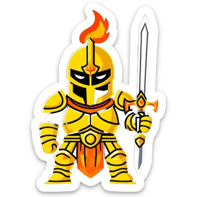 Emperor of Mankind from Warhammer 40K with golden armor and a large flaming sword sticker