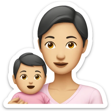 Asian mom with infant sticker