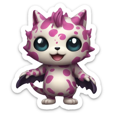 an edgy cute kawaii vernid-fionbri with splash patterns full body sticker