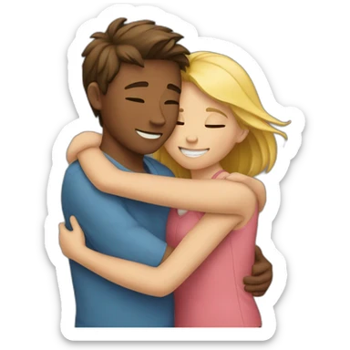 Hugging a boy and a girl sticker