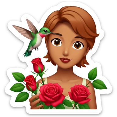 Presenting roses to my hummingbird  sticker