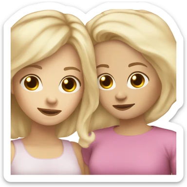 White mom blonde hair daughter brown with brown hair sleepover sticker