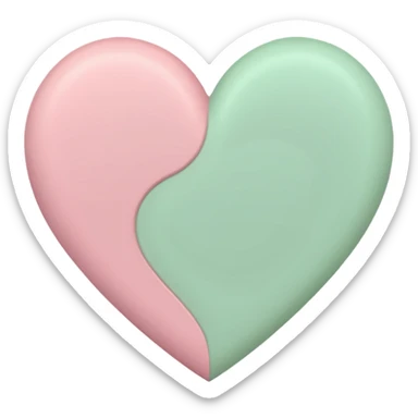 A half pastel green half pastel pink heart sticker