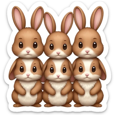 family of baby bunnies in line sticker