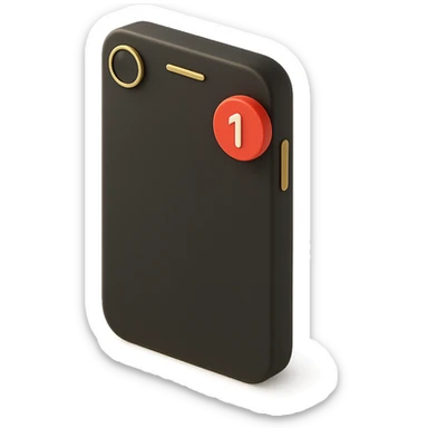 a smartphone with a notification badge in 3D black style sticker