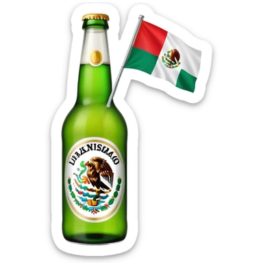 Beer bottle with lime wedge and Mexican flag colors sticker