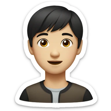 Chinese boy with Russian black hair girl brown eyes  sticker