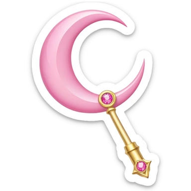 Sailor Moon's Crescent Moon Stick, a pink wand with a gold crescent moon on top and a pink gem in the center sticker