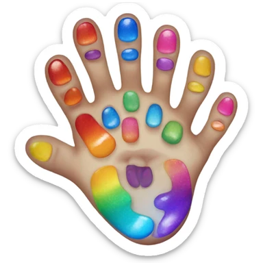 Foot with eight toes and rainbow nail polish sticker