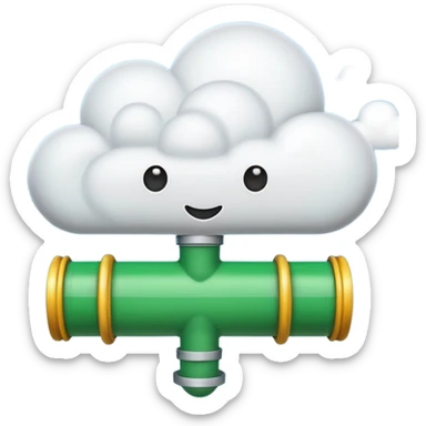 cloud with a pipeline and checkmarks, representing automated build and deployment sticker